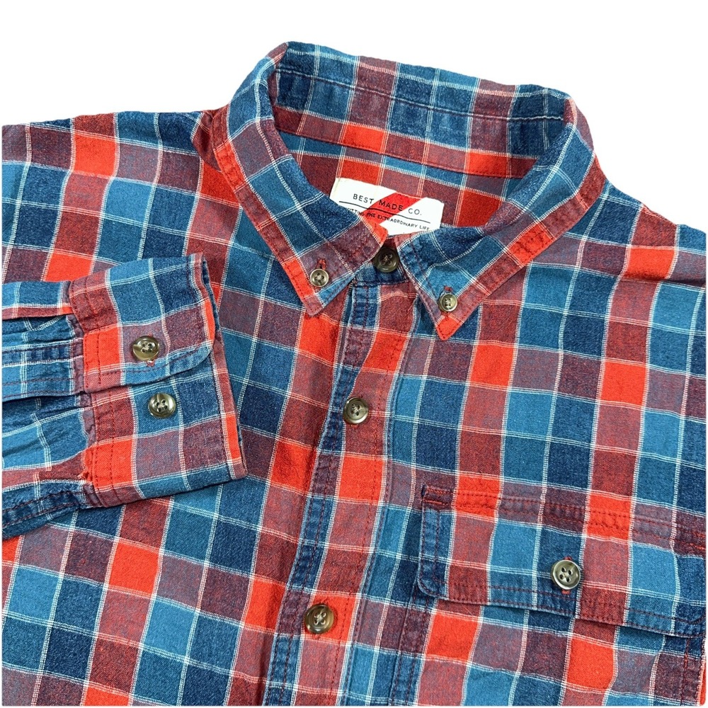 Best Made Co Men's Large Linen Blend Plaid Long Sleeve Button Down Shirt